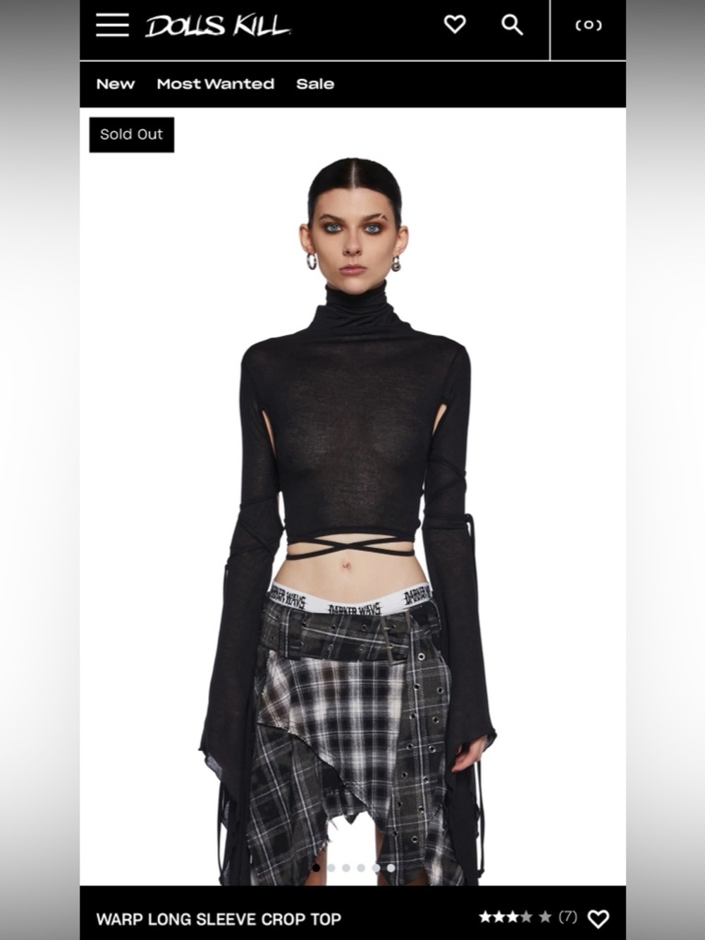 Dolls Kill Black Semi-Sheer Wrap Crop Turtleneck - sold out